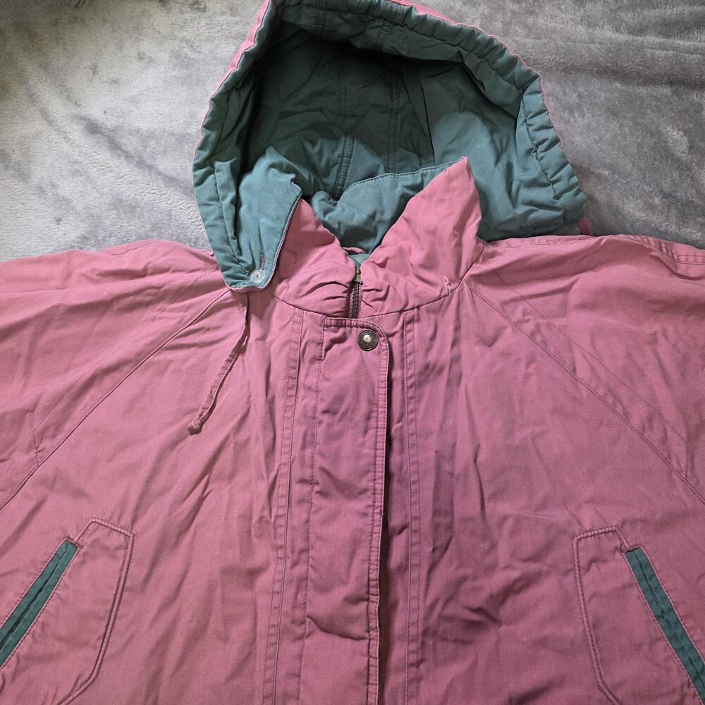 Vintage Current Seen Coat Womens 3X Pink Hooded Parka Lined Drawstring Waist Zip